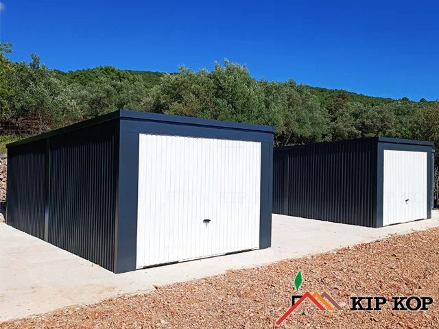Montažna garaža 6x3 m – kovinska, srebrna RAL 9006 | KIP KOP  ✅ Meta opis (do 155 znakov):